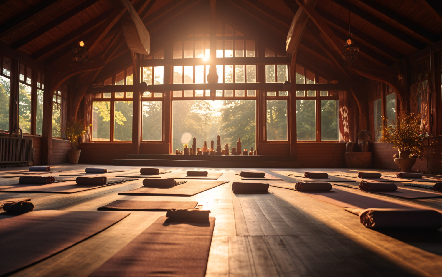 Salle de yoga lumineuse