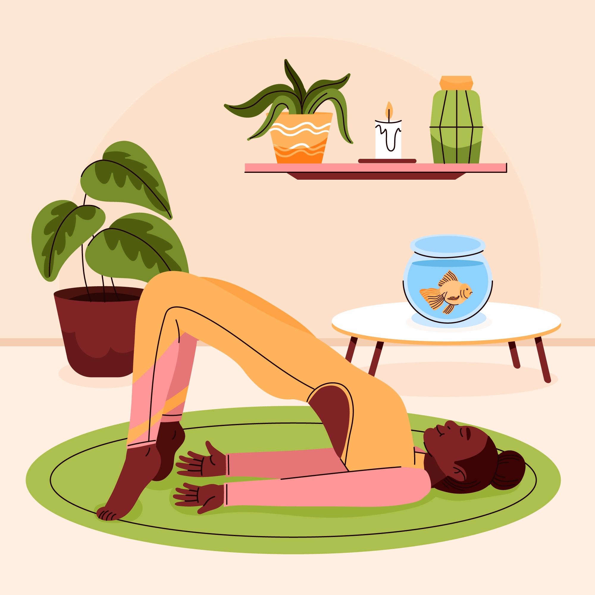 Personne en posture de Yin Yoga dans un coin calme de la maison